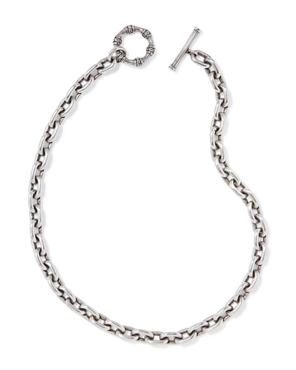 Maura Vintage Silver Chain Necklace in White CZ